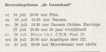 Golden Earring show ad July 26, 1970 Callantsoog - De Garnekuul